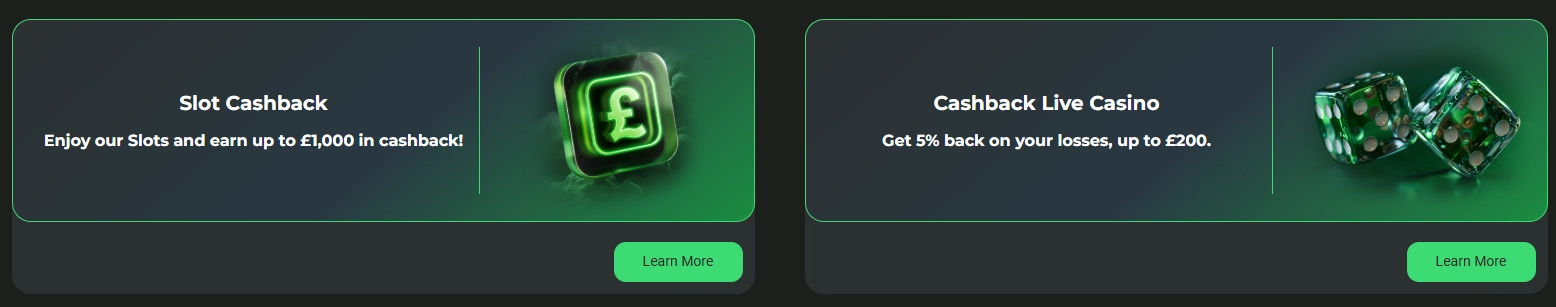 CleanWins slot and live casino cashback offers